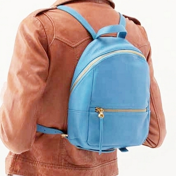 NWT HOBO CLIFF In Rare Dusty Blue Pebbled Leather Backpack Wanderlust Lining - Picture 4 of 7